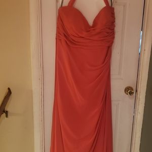 halter top persimmon colored dress